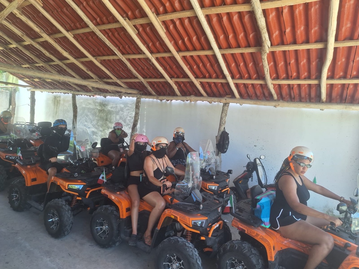 Group of women on ATV tour Costa Maya