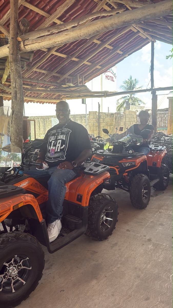 Couple ready for ATV adventure
